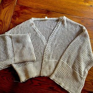 Boutique crochet sweater tan, large